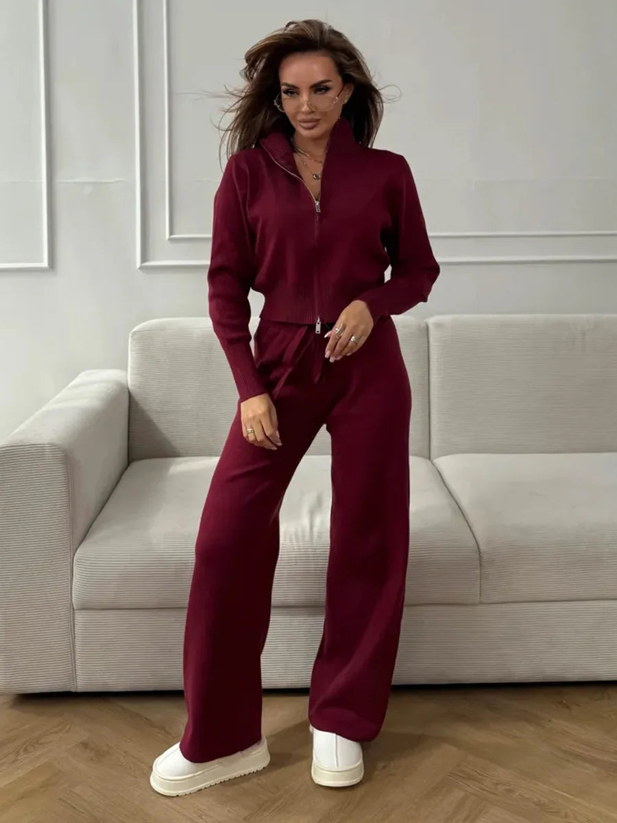 Wolfeel Women's Knit Cardigan & Pants Set