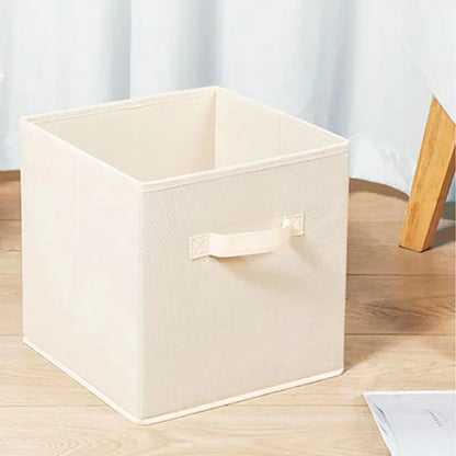 SUVETTE beige fabric cube storage box with handle
