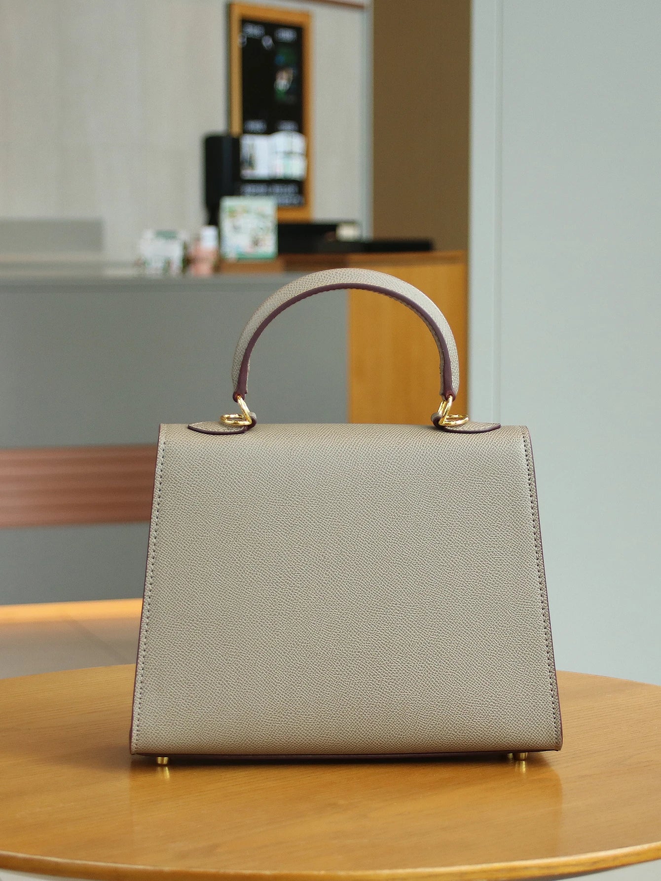 SUVETTE grey structured handbag back view