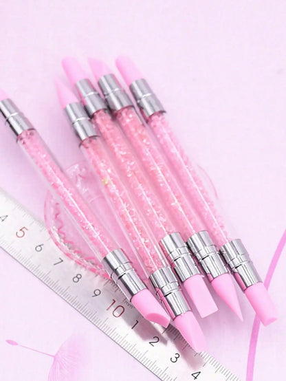 SUVETTE pink rhinestone nail art tool set with ruler