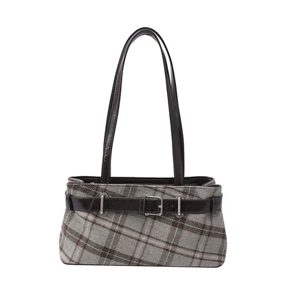 Canvas Plaid Tote Shoulder Bag