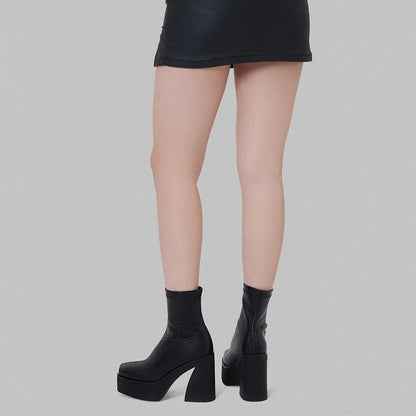 SUVETTE black platform ankle boots from behind