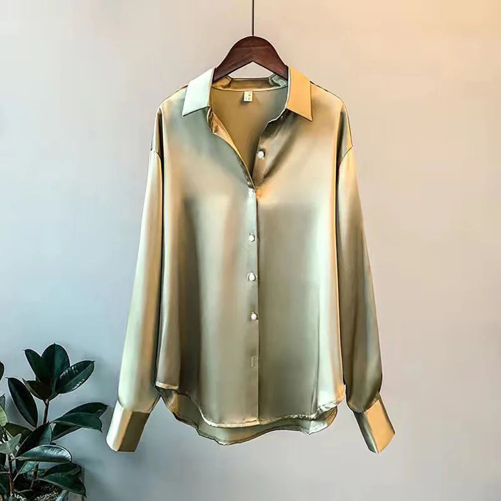 SUVETTE green button-down blouse with plant decor