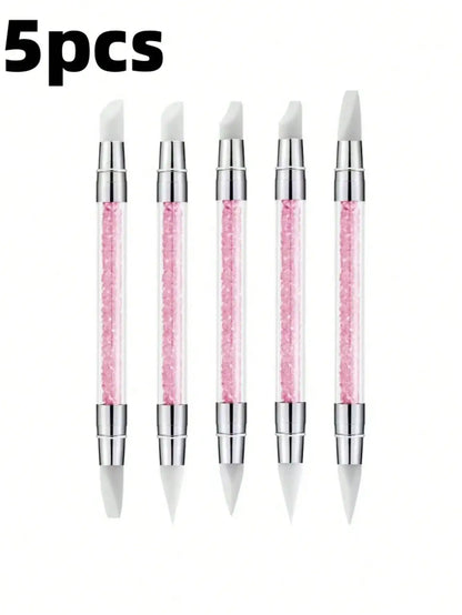 5-Piece Rhinestone Nail Art Carving Pen Set