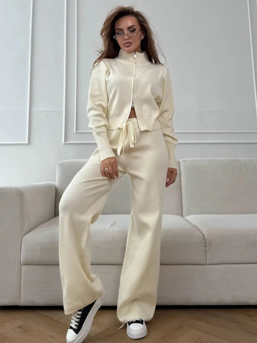 Wolfeel Women's Knit Cardigan & Pants Set