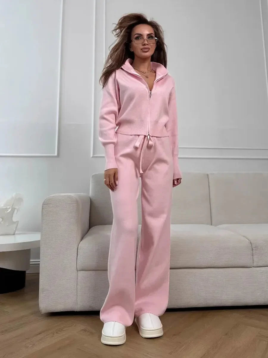Wolfeel Women's Knit Cardigan & Pants Set