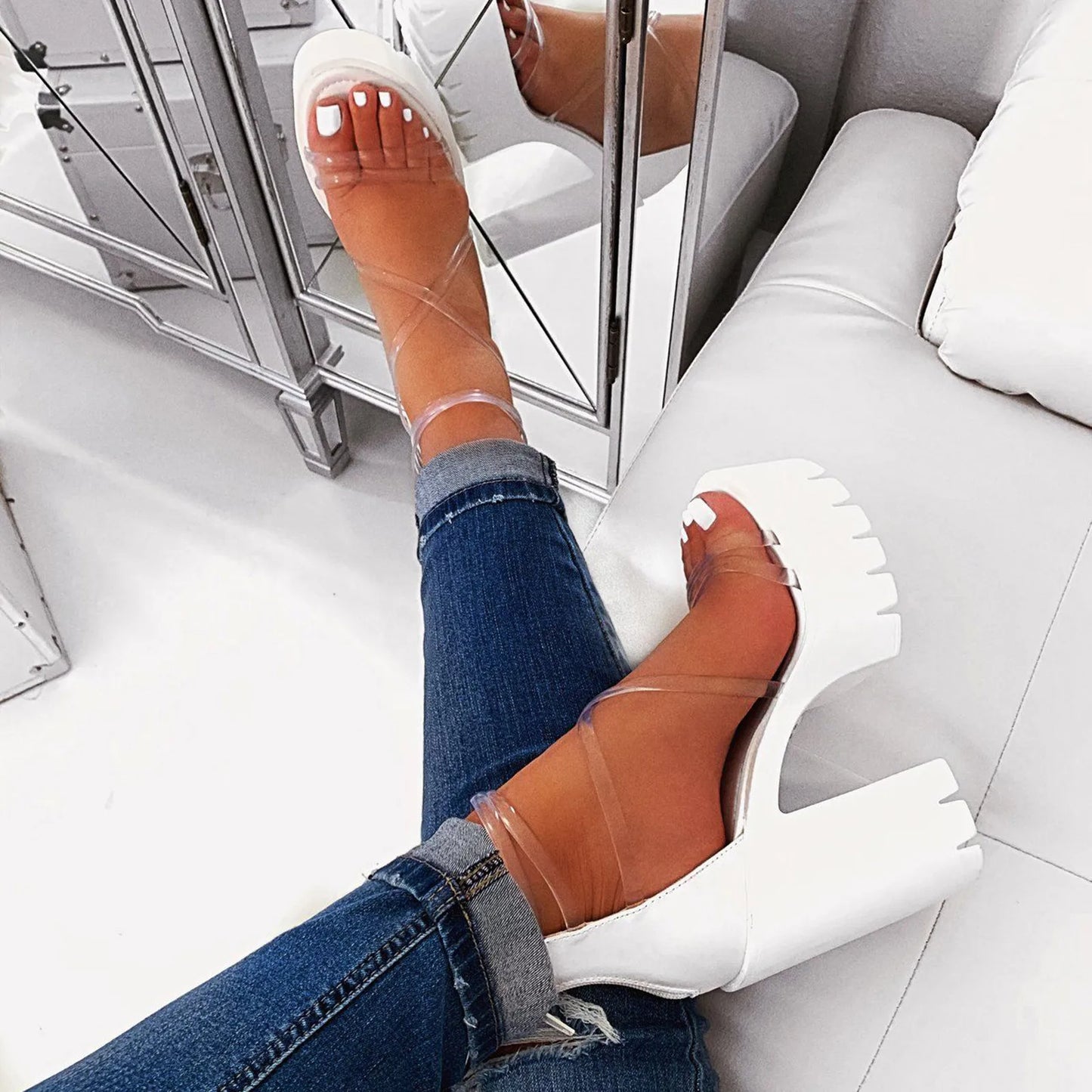 Women's Transparent Platform Heel Sandals