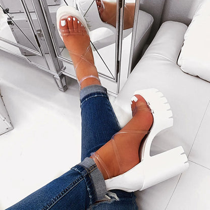 Women's Transparent Platform Heel Sandals