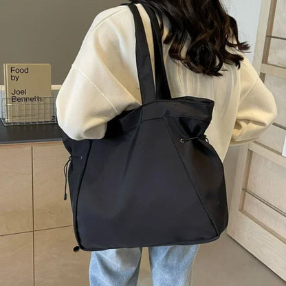 SUVETTE black large capacity drawstring tote bag