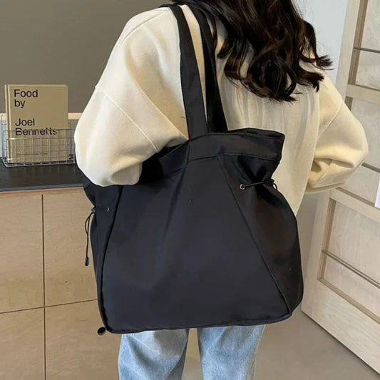 SUVETTE black large capacity drawstring tote bag