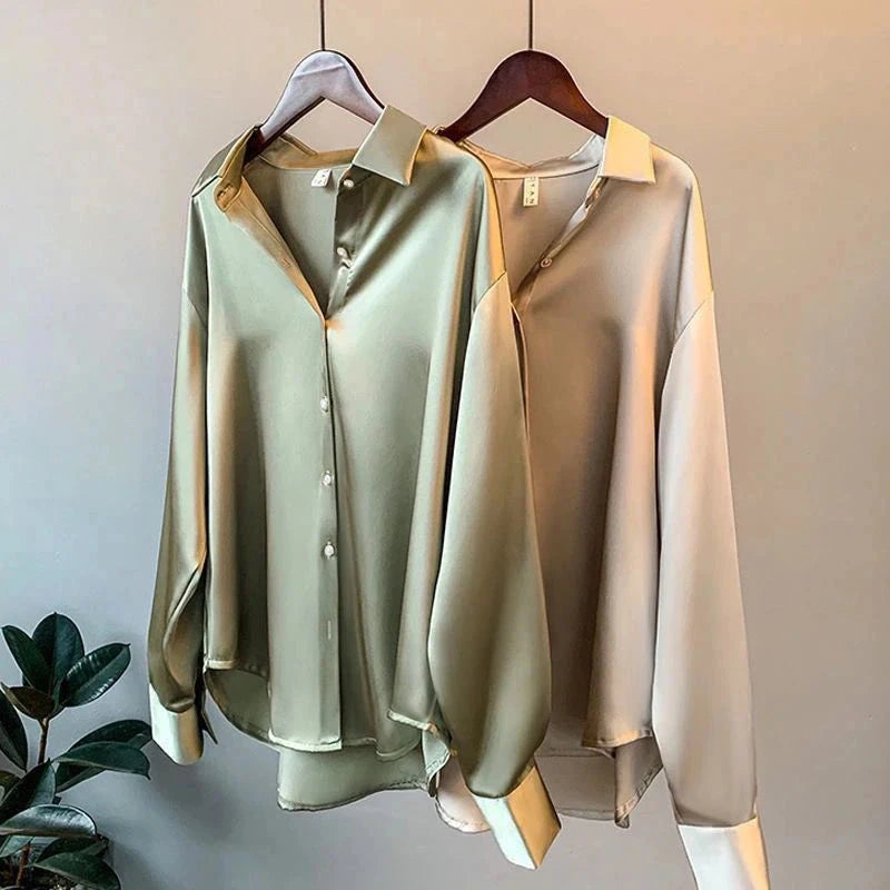 SUVETTE green and cream blouses in two colors