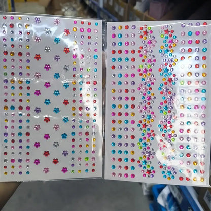 SUVETTE two sheets of colorful face gems and rhinestones