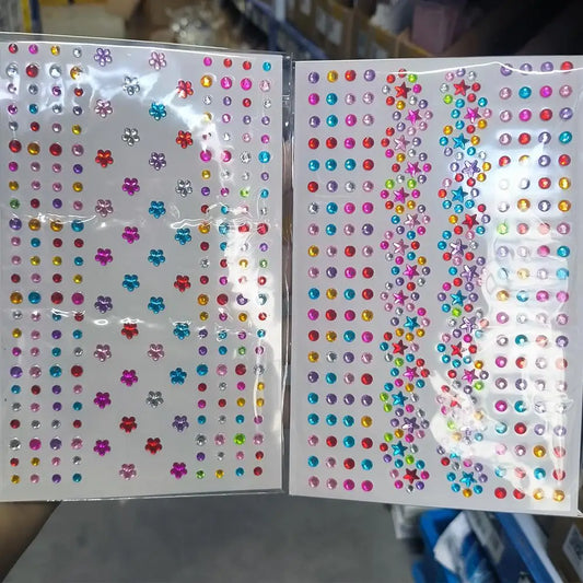 SUVETTE two sheets of colorful face gems and rhinestones