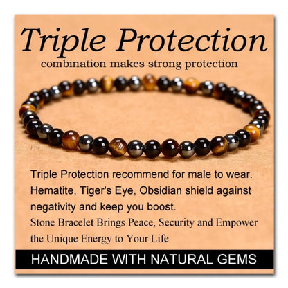 SUVETTE Triple Protection Tiger Eye Stone Bracelet Card