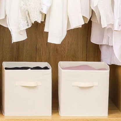 SUVETTE white fabric cube storage bins on shelf