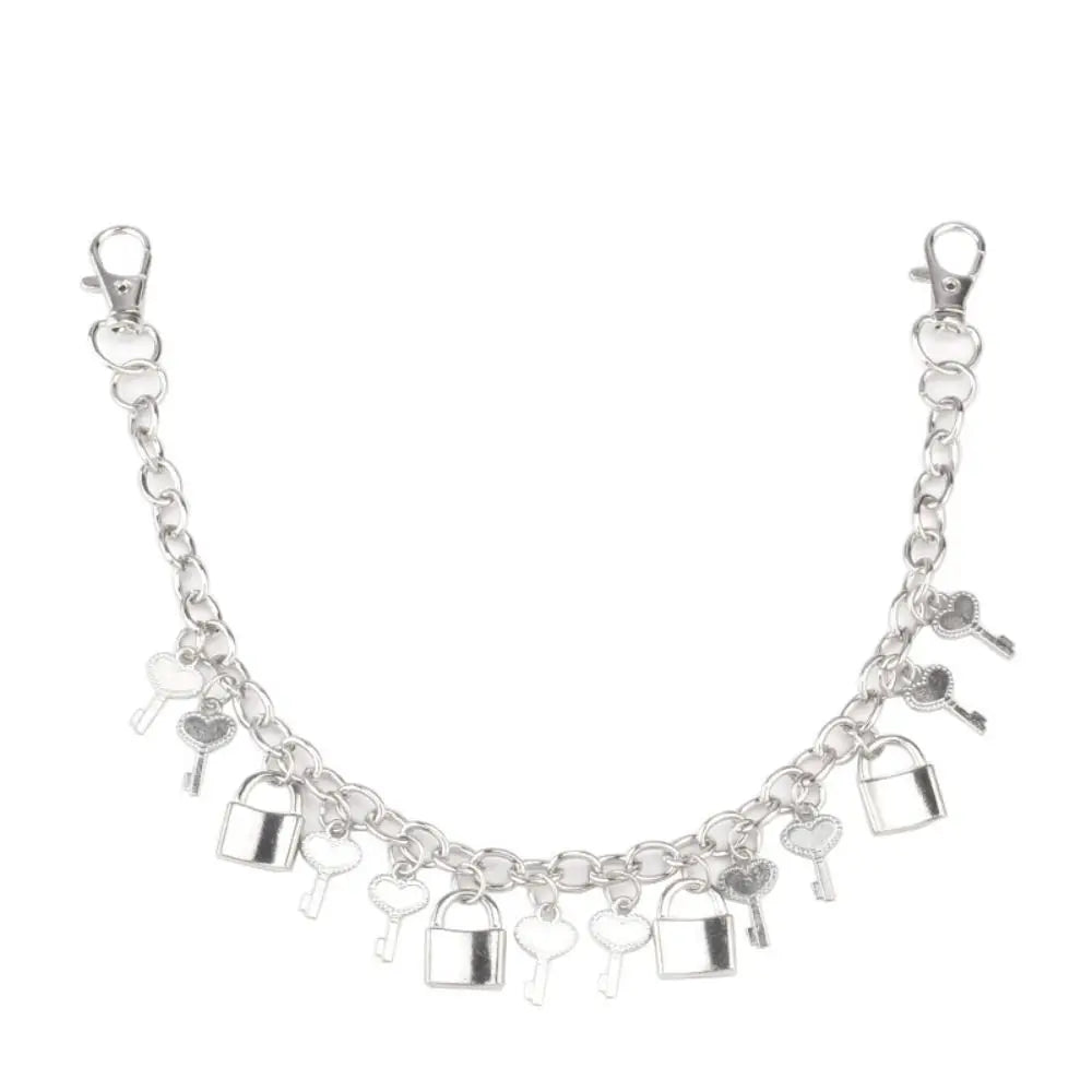 SUVETTE silver lock and key charm bag chain