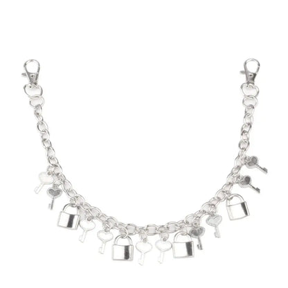 SUVETTE silver lock and key charm bag chain