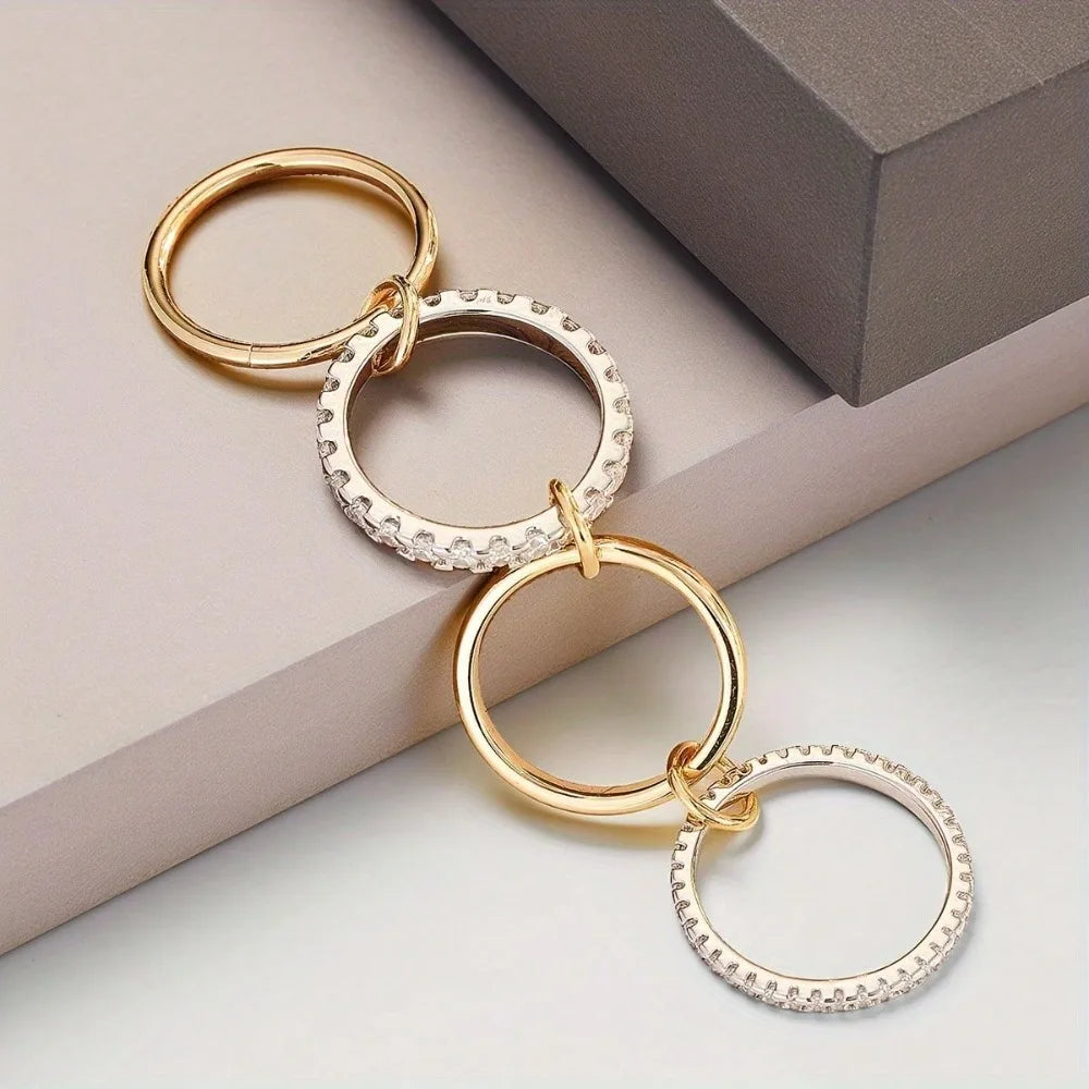 SUVETTE linked cubic zirconia stackable rings design