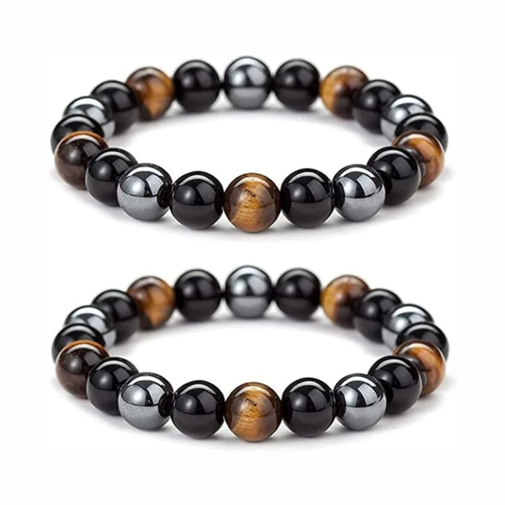 SUVETTE Triple Protection Tiger Eye Bead Bracelet Pair