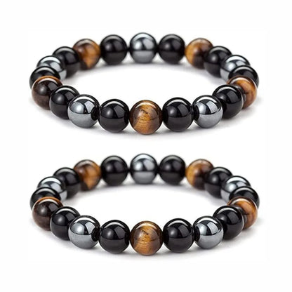 SUVETTE Triple Protection Tiger Eye Bead Bracelet Pair