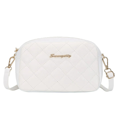 SUVETTE white quilted camera bag with strap