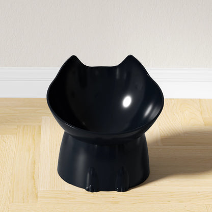 SUVETTE black elevated cat bowl on wooden floor