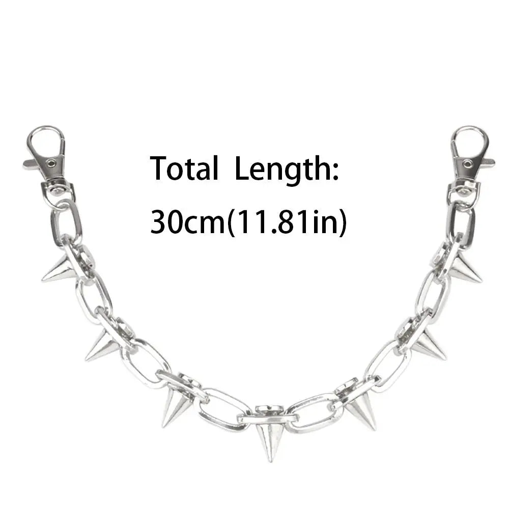 SUVETTE 30cm silver spiked metal bag chain