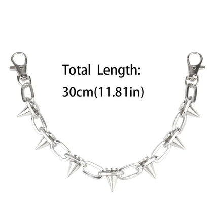 SUVETTE 30cm silver spiked metal bag chain