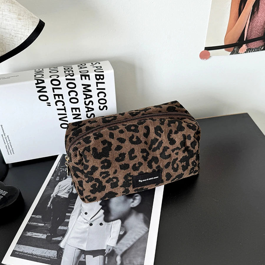 SUVETTE leopard print makeup bag