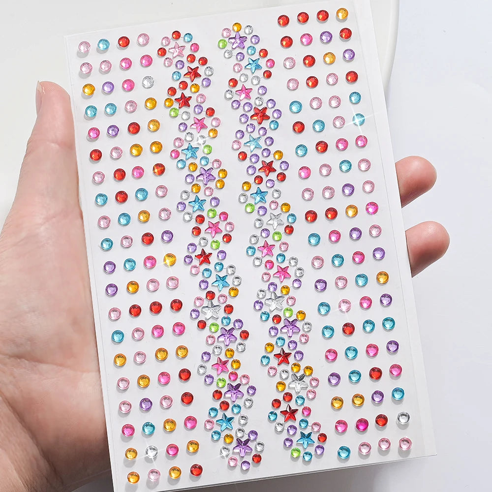 SUVETTE 3D colorful star and flower face gem stickers