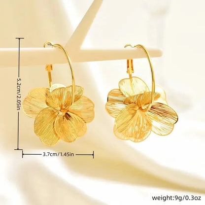SUVETTE gold flower hoop earrings size diagram