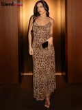 Mooyufon Leopard Print Backless Dress