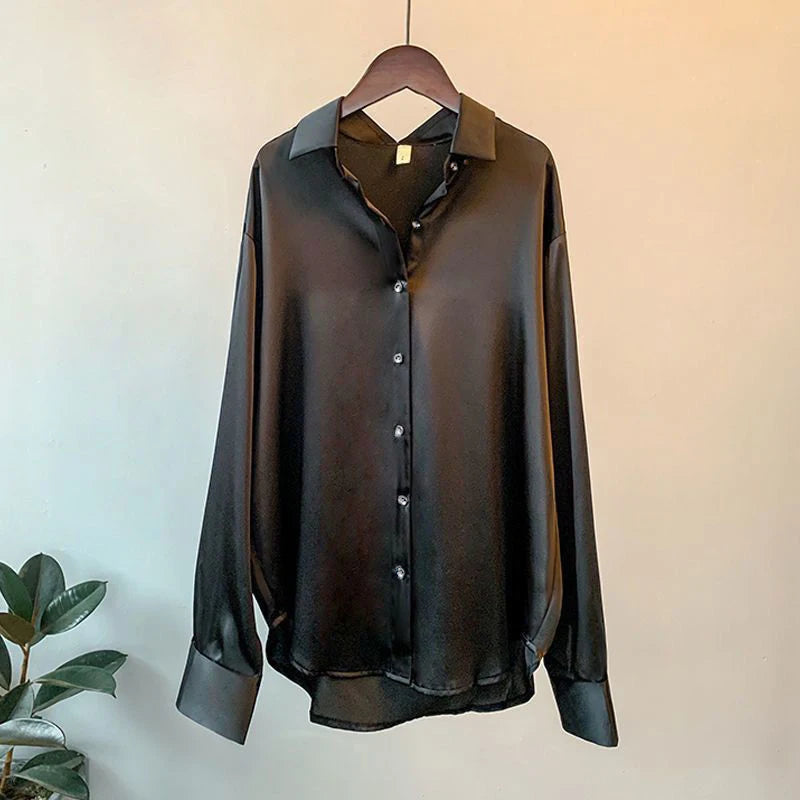 SUVETTE black long sleeve button down blouse shirt