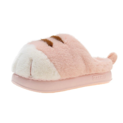 SUVETTE pink plush cat paw slipper side view