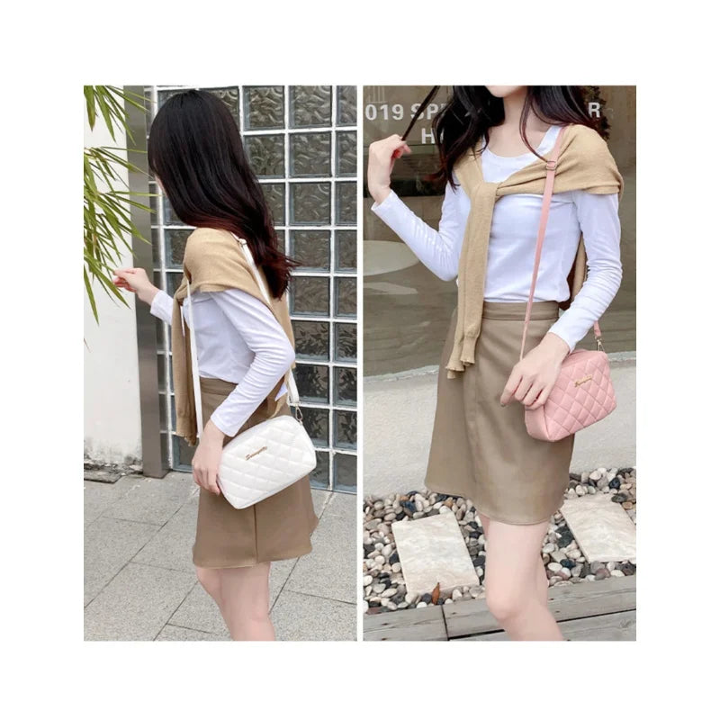 SUVETTE models wearing white and pink crossbody bags