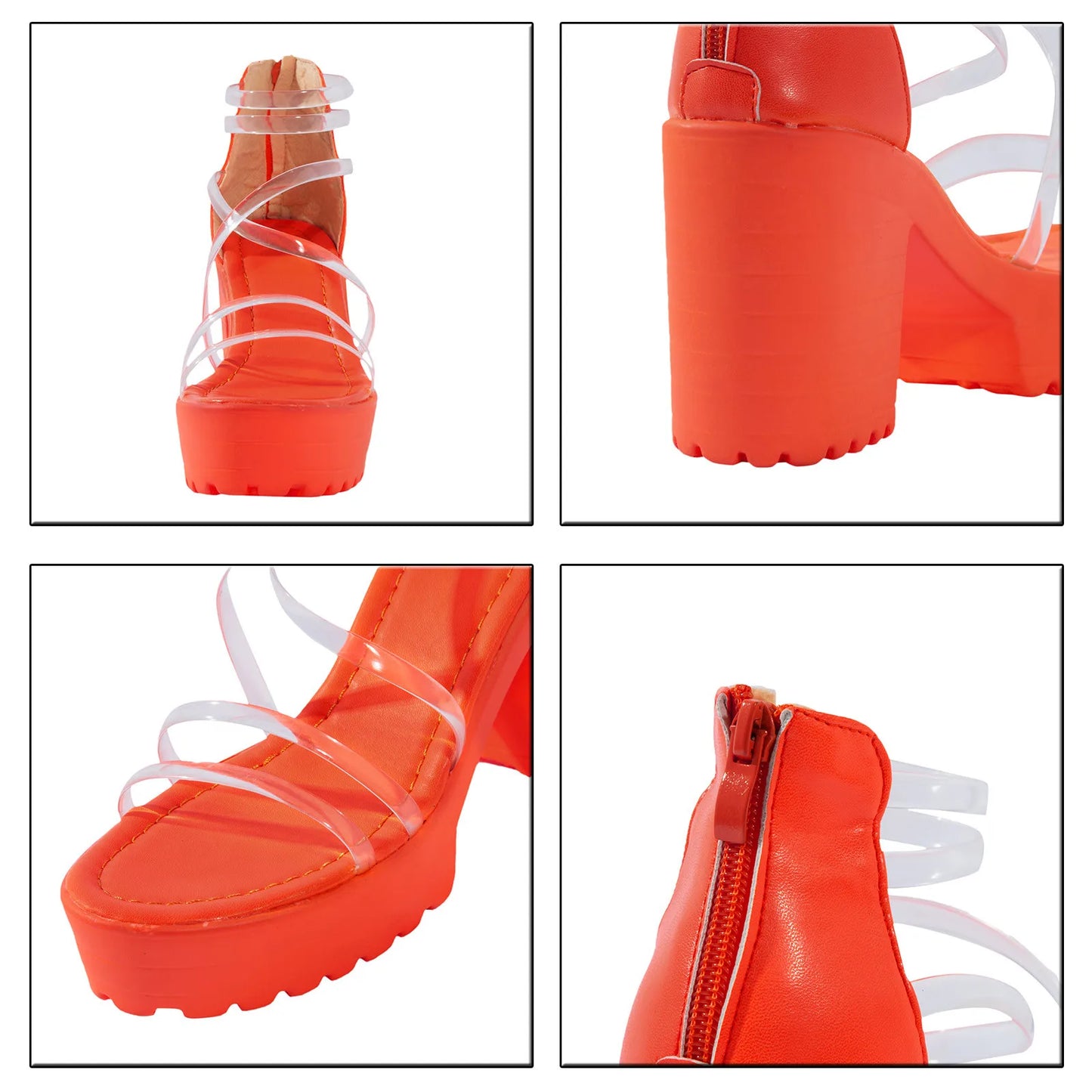 SUVETTE orange platform heel detail views