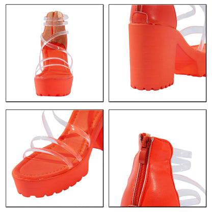 SUVETTE orange platform heel detail views