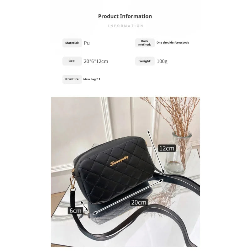 SUVETTE black quilted crossbody bag size guide