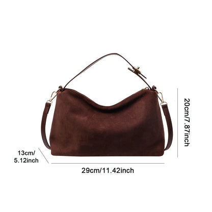 SUVETTE suede shoulder bag size guide