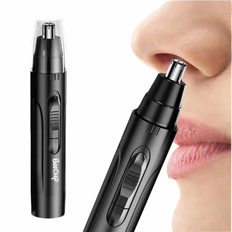 SUVETTE black electric nose hair trimmer in use
