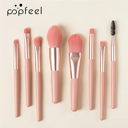SUVETTE 8-piece pink handle makeup brush set