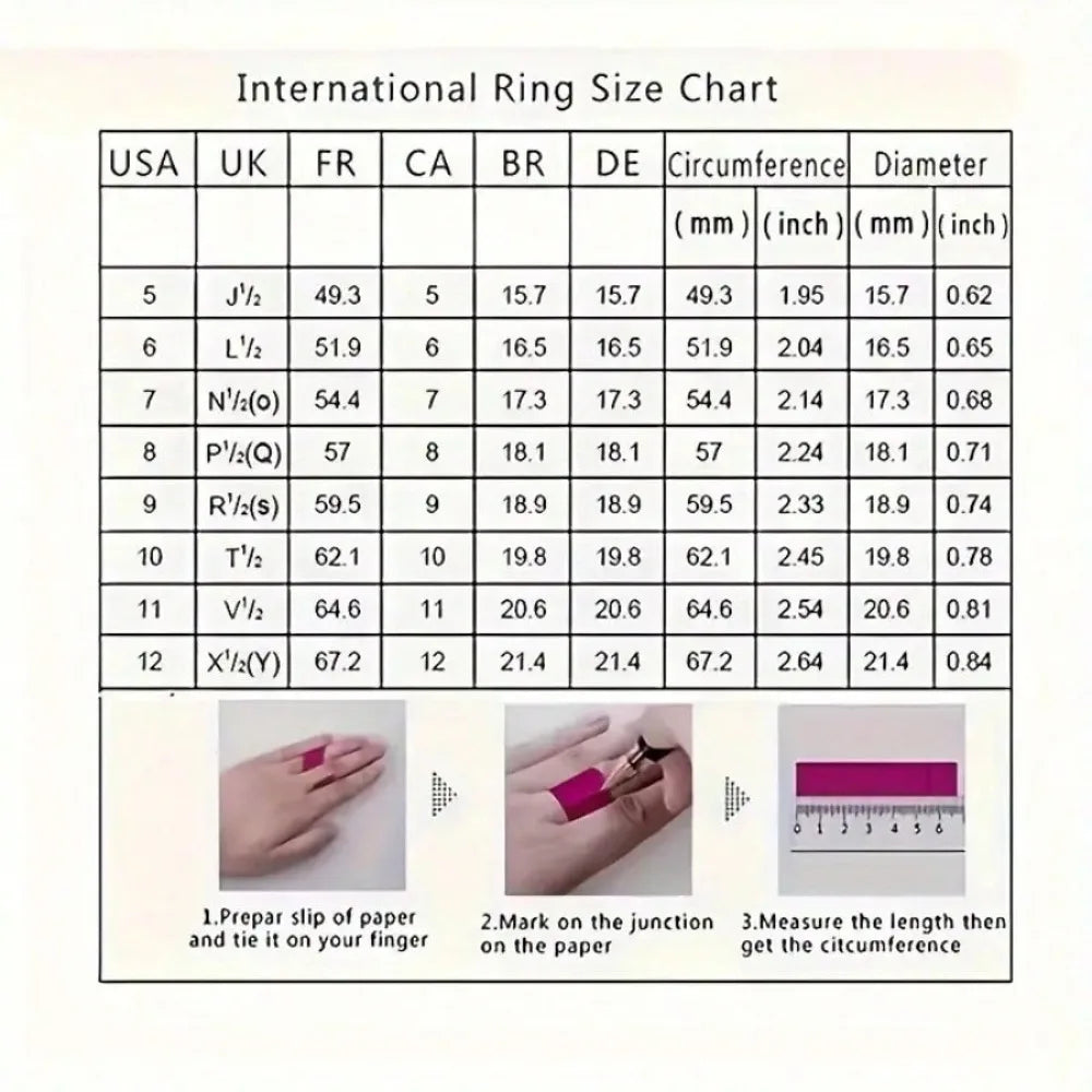 SUVETTE international ring size conversion chart