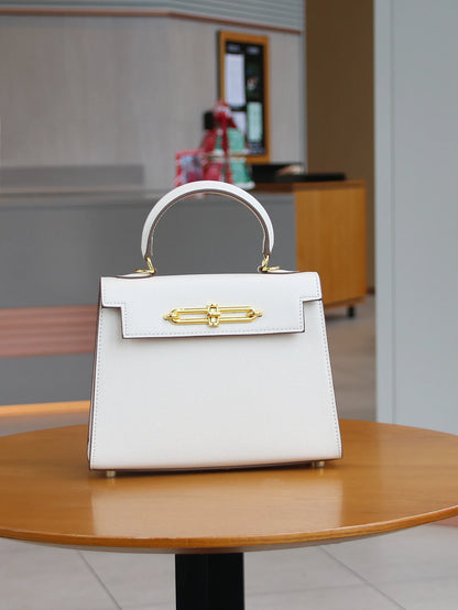 SUVETTE white structured top-handle handbag front view