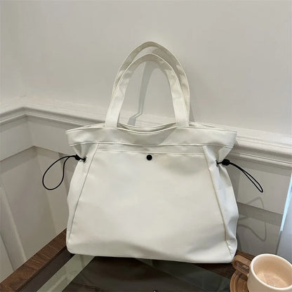 SUVETTE white large capacity drawstring tote bag