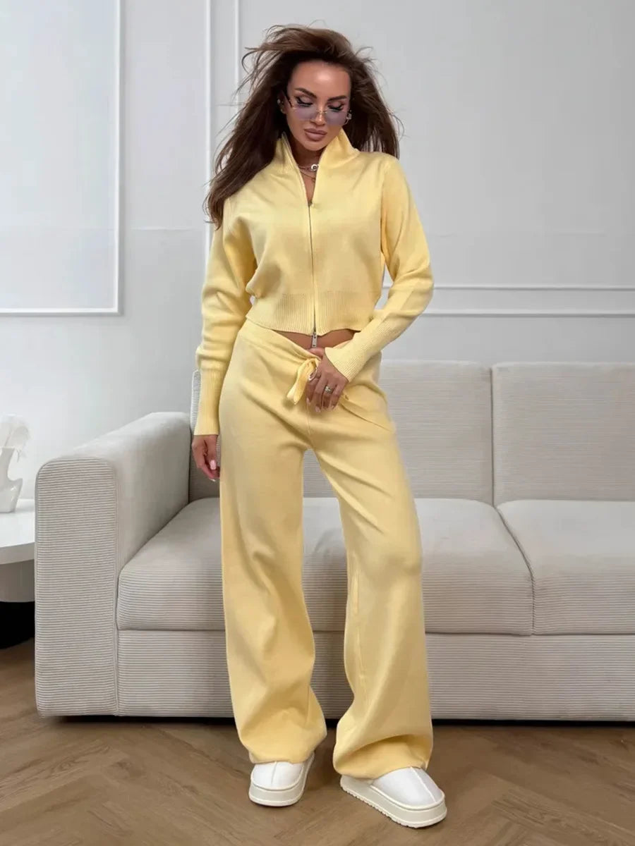 Wolfeel Women's Knit Cardigan & Pants Set