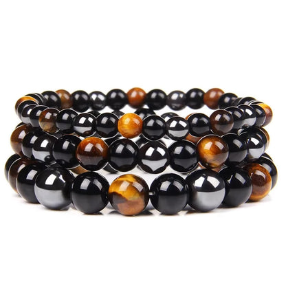 SUVETTE Stacked Triple Protection Tiger Eye Stone Bracelet