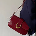 PU Leather Horseshoe Buckle Crossbody Bag