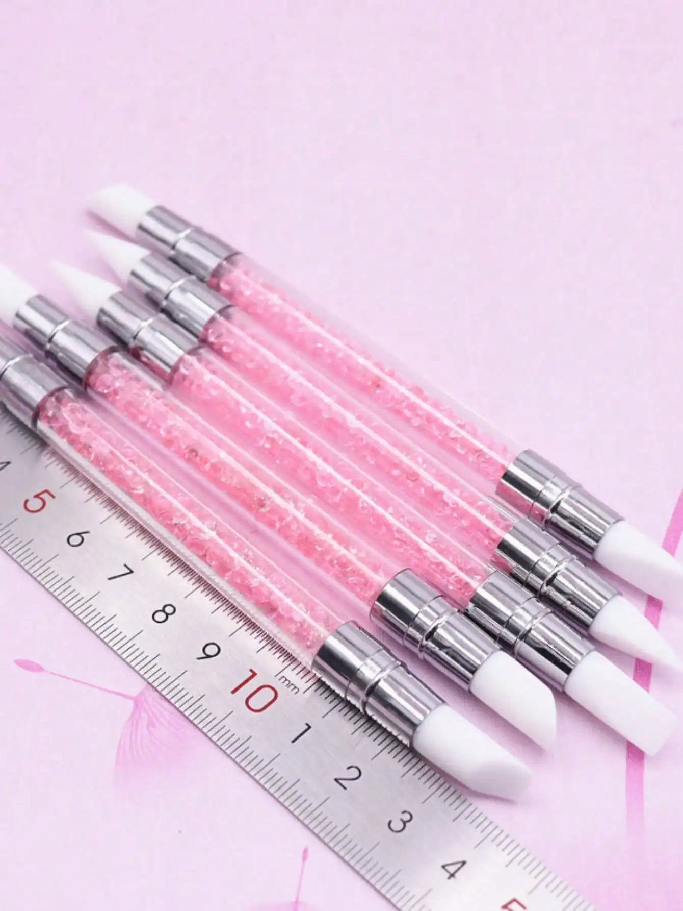 SUVETTE 5pcs pink rhinestone nail carving pen set