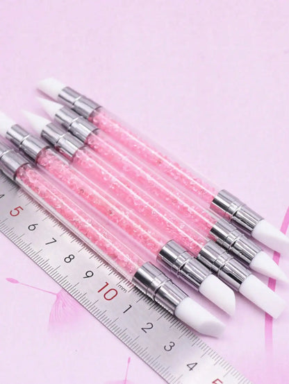 SUVETTE 5pcs pink rhinestone nail carving pen set