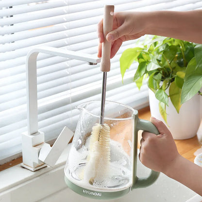 SUVETTE Long Wooden Handle Bottle Cleaning Brush In Use